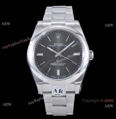 Swiss Replica Rolex Oyster Perpetual SS Gray Dial Watch Rolex ár  904L Swiss 2836 Movement